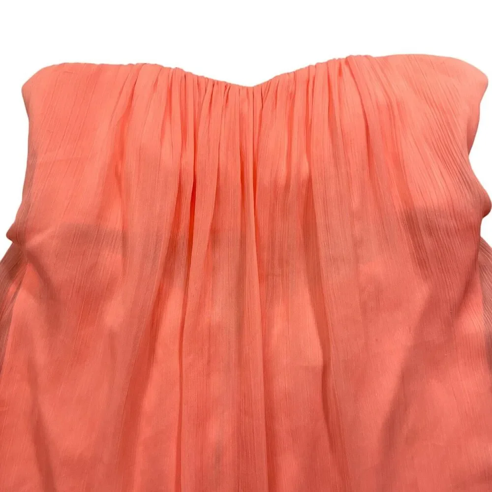 Alice + Olivia 6 Peach Dress Strapless Lined‎ Chiffon Polyester Blend